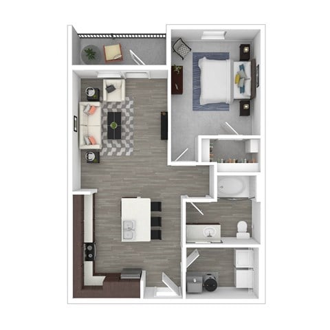 Floor plan for 1 bed, 1 bath, 756 sqft